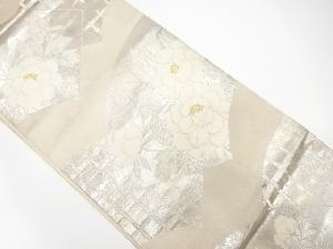 アンティーク　地紙に牡丹模様織り出し袋帯(材料)